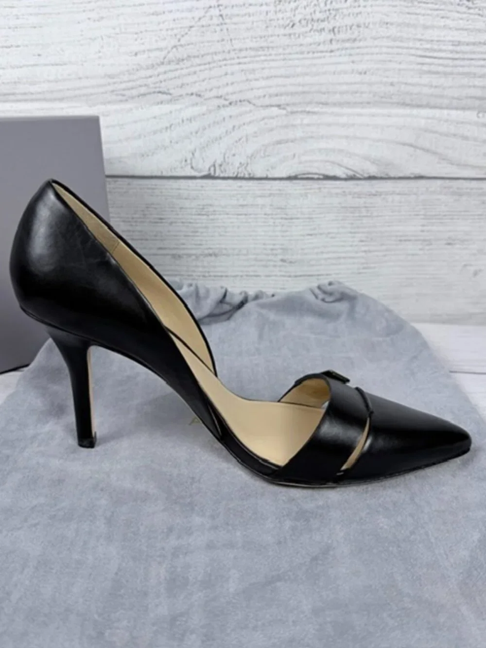🖤 NIB AERIN Fatima Black Leather Pointed Toe D'Orsay Pumps Heels Size 8